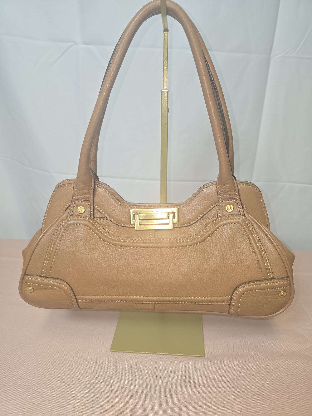 Vintage Maxx New York Tan Pebbled Leather Shoulder Bag Y2K ERA